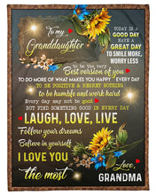 Load image into Gallery viewer, Grandma Gift For Granddaughter Sunflower Laugh Love Live Fleece Blanket
