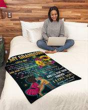 Load image into Gallery viewer, Pink Butterflies Sunflower I'll Stay There Forever Grandma Gift For Grandson Fleece Blanket
