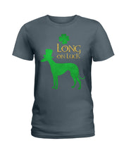 Load image into Gallery viewer, Sighthound Long On Luck Green St. Patrick's Day Printed Mug Ladies Tee
