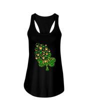 Load image into Gallery viewer, Dog Paws And Clover Shamrock Design St Patrick's Day Gift For Dog Lovers Ladies Flowy Tank
