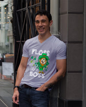 Load image into Gallery viewer, Funny Leprechaun Floss Like A Boss Shamrock Design St Patrick's Day Gift Guys V-Neck
