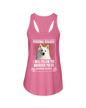 Load image into Gallery viewer, American Eskimo Personal Stalker St. Patrick's Day Printed Mug Ladies Flowy Tank
