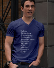 Load image into Gallery viewer, Splints Button Hook Therapy Putty Goniometer Resistance Bands Guys V-Neck
