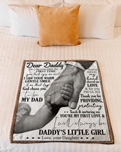 Load image into Gallery viewer, Hand In Hand Daughter Gift For Daddy I Saw Your Warm Gentle Smile Fleece Blanket

