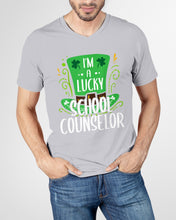 Load image into Gallery viewer, Green Top Hat I'm A Lucky School Counselor St Patrick's Day Gift Guys V-Neck
