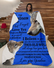 Load image into Gallery viewer, Wolf Grandma Gift For Grandson Believe In Yourself Sherpa Blanket
