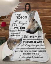 Load image into Gallery viewer, Wolf Grandma Gift For Grandson Believe In Yourself Sherpa Blanket
