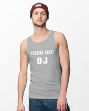 Load image into Gallery viewer, Fucking Great DJ Black And White Printed Mug Unisex Tank Top
