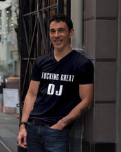 Load image into Gallery viewer, Fucking Great DJ Black And White Printed Mug Guys V-Neck
