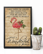 Load image into Gallery viewer, Music Sheet And I Think Flamingo What A Wonderful World Vertical Poster
