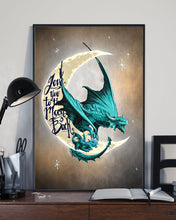 Load image into Gallery viewer, Teal Dragon Love You To The Moon And Back Gift For Daughter Vertical Poster
