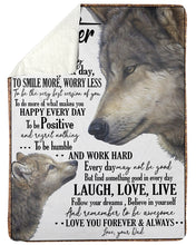 Load image into Gallery viewer, Wolf To Be Humble And Work Hard Dad Gift For Daughter Sherpa Blanket

