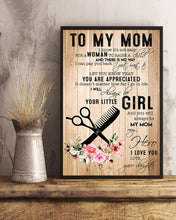 Load image into Gallery viewer, Hairstylist Daughter Gift For Mom Always Be Your Little Girl Vertical Poster
