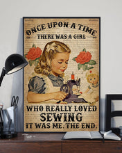 Load image into Gallery viewer, Vintage Dictionary There Was A Girl Who Really Loved Sewing Vertical Poster

