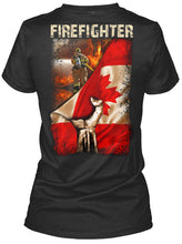 Load image into Gallery viewer, Firefighter Behind Canada Flag Gift For Firefighter Ladies Tee
