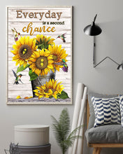 Load image into Gallery viewer, Sunflowers And Hummingbirds Everyday Is A Second Chance Vertical Poster
