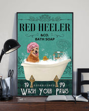 Load image into Gallery viewer, Red Heeler Co Bath Soap Wash You Paws Gift For Dog Lovers Vertical Poster
