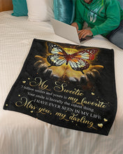 Load image into Gallery viewer, Angel Butterfly Your Smile Is Literally The Cutest Thing Gift For Husband Fleece Blanket
