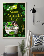 Load image into Gallery viewer, Bernese Mountain  And Baby Yoda Shamrock St. Patrick's Day Color Changing Mug Vertical Poster
