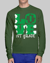 Load image into Gallery viewer, 1st Grade Love White Clover St Patrick's Day Gift For Teacher Unisex Long Sleeve
