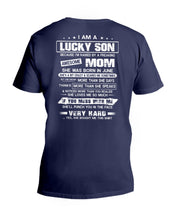 Load image into Gallery viewer, Lucky Son Who Raised By A Freaking Awesome June Mom Guys V-Neck
