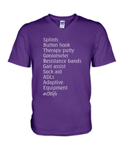 Load image into Gallery viewer, Splints Button Hook Therapy Putty Goniometer Resistance Bands Guys V-Neck
