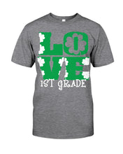 Load image into Gallery viewer, 1st Grade Love White Clover St Patrick's Day Gift For Teacher Guys Tee
