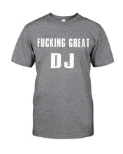 Load image into Gallery viewer, Fucking Great DJ Black And White Printed Mug Guys Tee
