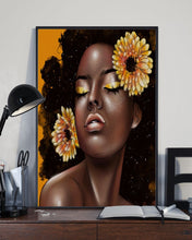 Load image into Gallery viewer, Black Girl With Sunflower On Head Gift Vertical Poster
