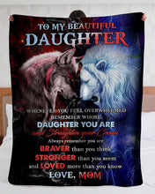 Load image into Gallery viewer, Lion Versus Wolf Straighten Your Crown Gift For Daughter Sherpa Blanket
