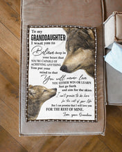 Load image into Gallery viewer, Wolf Believe Deep In Your Heart Grandma Gift For Granddaughter Fleece Blanket
