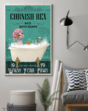 Load image into Gallery viewer, Cornish Rex Cat Bath Soap Wash You Paws Gift For Cat Lovers Vertical Poster

