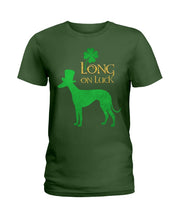 Load image into Gallery viewer, Sighthound Long On Luck Green St. Patrick's Day Printed Mug Ladies Tee
