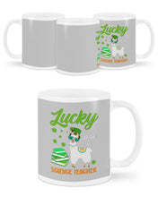 Load image into Gallery viewer, Llama Lucky To Be A Science Teacher Green Books St Patrick's Day Gift Mug
