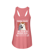 Load image into Gallery viewer, American Eskimo Personal Stalker St. Patrick's Day Printed Mug Ladies Flowy Tank
