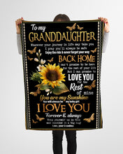 Load image into Gallery viewer, You Are My Sunshine Gold Butterflies Sunflower Grandma Gift For Granddaughter Fleece Blanket
