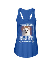 Load image into Gallery viewer, American Eskimo Personal Stalker St. Patrick's Day Printed Mug Ladies Flowy Tank

