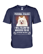 Load image into Gallery viewer, White Pomeranian Will Follow You St. Patrick's Day Printed Mug Guys V-Neck
