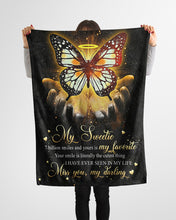 Load image into Gallery viewer, Angel Butterfly Your Smile Is Literally The Cutest Thing Gift For Husband Fleece Blanket
