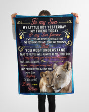 Load image into Gallery viewer, Lion My Son Forever Mom Gift For Son Fleece Blanket
