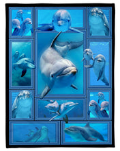 Load image into Gallery viewer, Blue Dolphin Under The Ocean Gift For Dolphin Lovers Fleece Blanket
