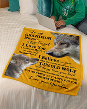 Load image into Gallery viewer, Wolf Grandma Gift For Grandson Believe In Yourself Fleece Blanket
