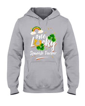 Load image into Gallery viewer, Rainbow And Cloud Horseshoe One Lucky Spanish Teacher St Patrick's Day Gift Hoodie
