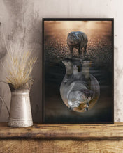 Load image into Gallery viewer, Hippo Reflection In Water Believe In Yourself Vertical Poster
