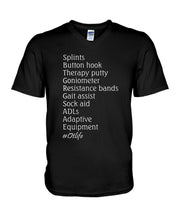 Load image into Gallery viewer, Splints Button Hook Therapy Putty Goniometer Resistance Bands Guys V-Neck
