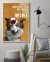 Load image into Gallery viewer, Collie Brown Dog And Red Wine Gift For Dog Lovers Vertical Poster
