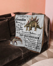 Load image into Gallery viewer, Dinosaur Grandma Gift For Grandson Believe In Yourself Fleece Blanket
