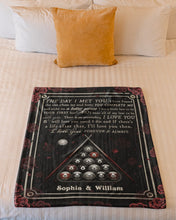 Load image into Gallery viewer, Custom Name Gift For Lovers Billiard The Day I Met You Fleece Blanket
