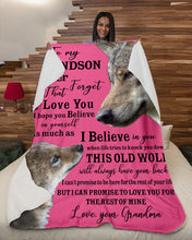Load image into Gallery viewer, Wolf Grandma Gift For Grandson Believe In Yourself Sherpa Blanket
