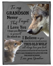Load image into Gallery viewer, Wolf Grandma Gift For Grandson Believe In Yourself Fleece Blanket
